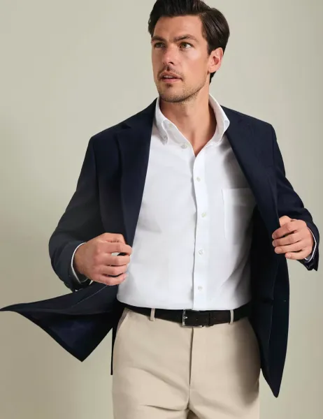 Charles Tyrwhitt Slim Fit Pure Wool Textured Jacket Dark Navy