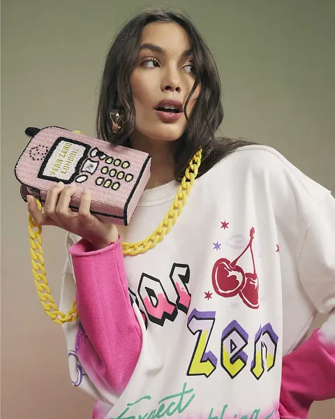 River Island Year Zero Telephone Beaded Crossbody Bag