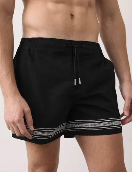 Autograph Border Embroidered Swim Shorts Black