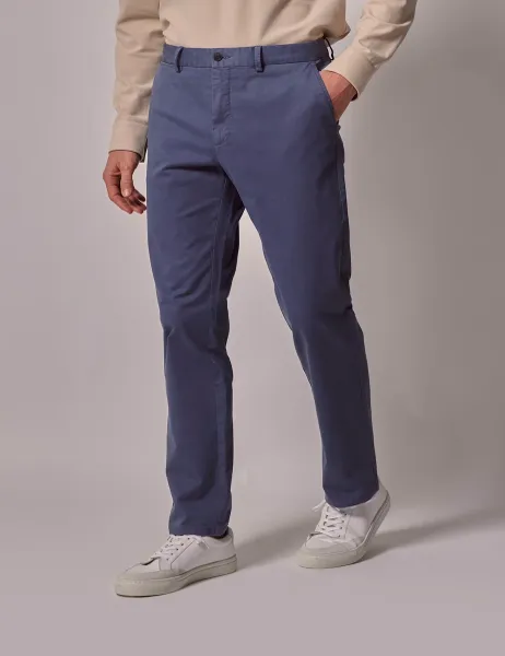 Hawes & Curtis Regular Fit Cotton Rich Stretch Chinos Air Force Blue