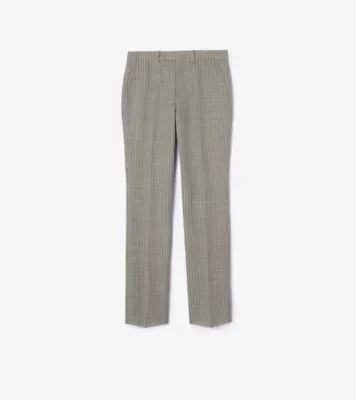 Pinstriped Wool Sloane Tailored Trousers in Soil brown/cotton white