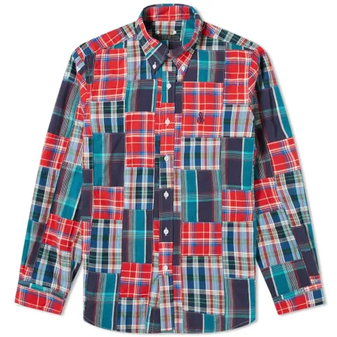 SOPHNET. Patch Work Madras Check Shirt
