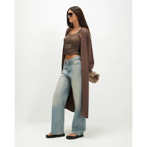 River Island Knitted Ribbed Maxi Cardigan