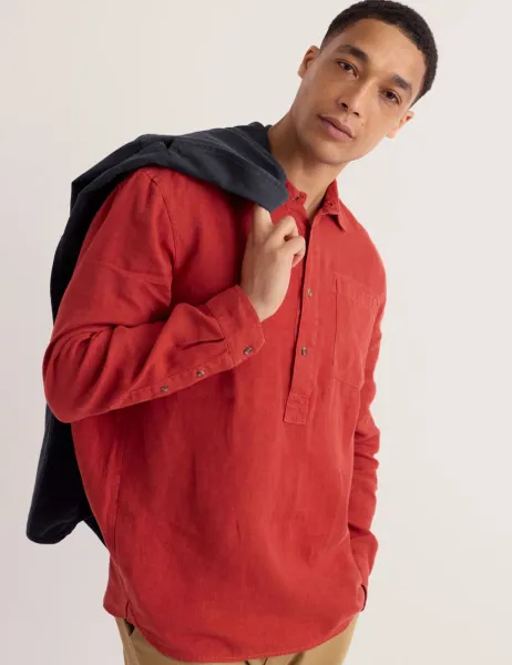 Seasalt Cornwall Pure Linen Textured Shirt Orange