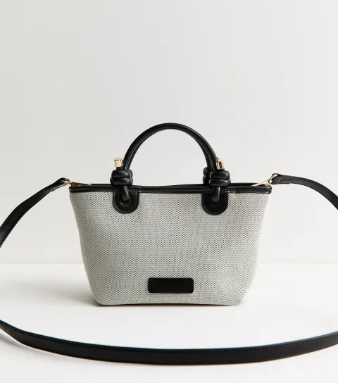 Black Mini Canvas Knot Handle Tote Bag