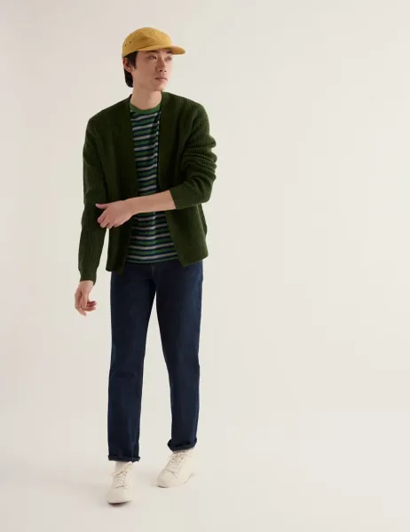 Seasalt Cornwall Pure Cotton Striped T-Shirt Green Mix