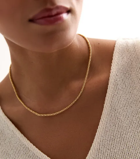 18ct Gold Plated Slim Ball Chain Necklace