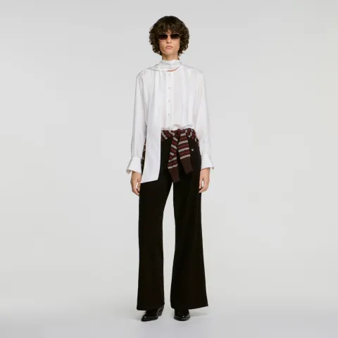 Velvet straight-leg trousers