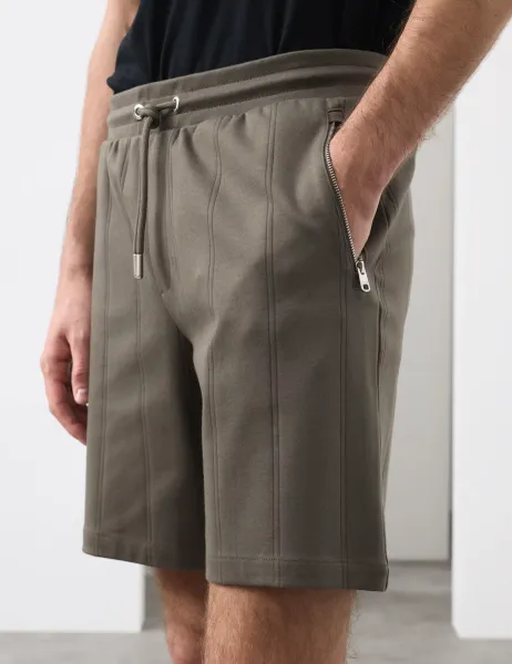 Autograph Regular Fit Cotton Rich Drop Needle Shorts Dark Olive