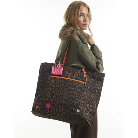River Island Leopard Print Neon Tote Bag