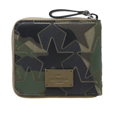 Camo Stars Leather & Canvas Zip Wallet
