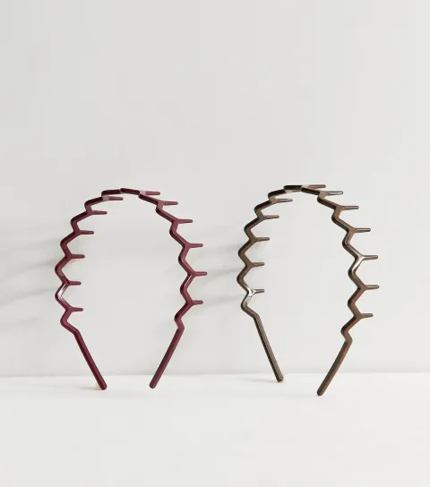 Brown Pack Of 2 Large Toothcomb Headband