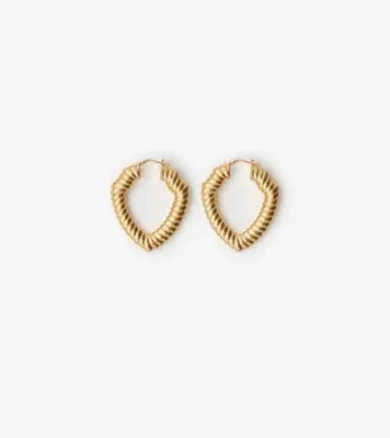 Large Shield Twisted Hoop Earrings​ in Gold