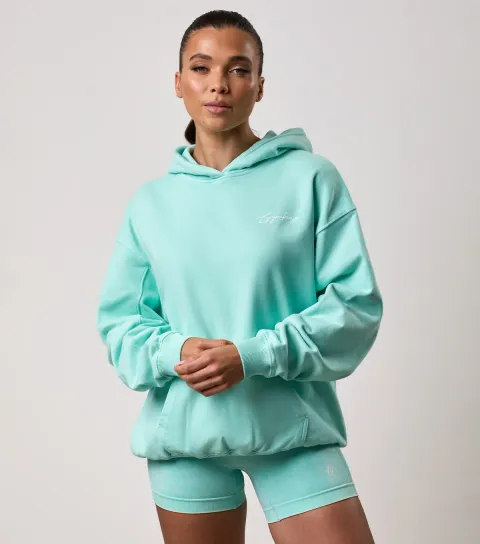 Women's Mint Green Reset Logo Print Hoodie