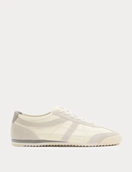 Marks & Spencer Slimline Leather Trainers White Mix
