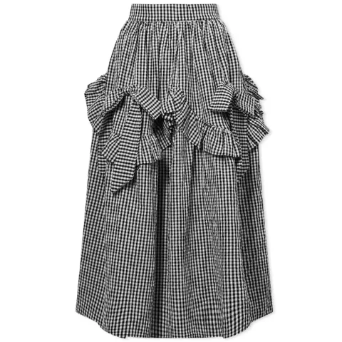 Hazel Midi Skirt With Bows In Gingham Print