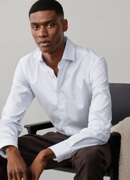 Classic Fit Formal Simple Graph Check Shirt