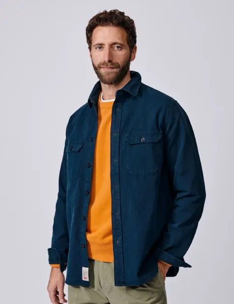 Aubin Regular Fit Pure Cotton Shirt Navy