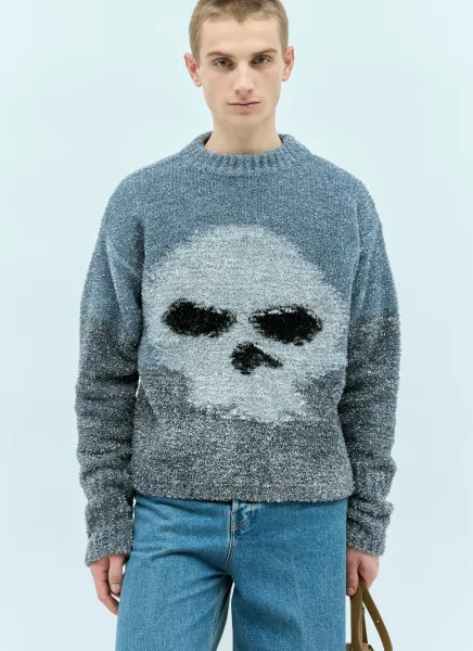 Glitter Skull Intarsia Sweater