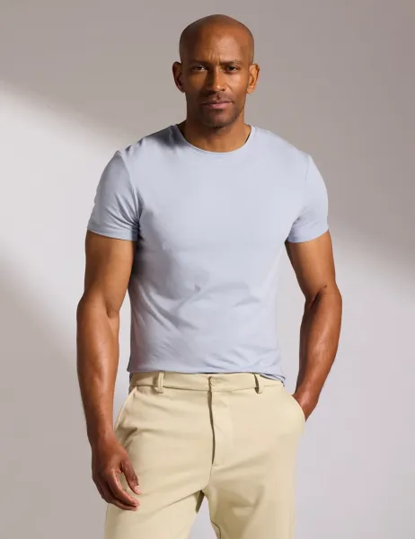 David Gandy Wellwear Ultimate Cotton Modal Crew Neck T-Shirt Light Blue