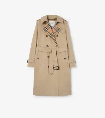Long Gabardine Lakefield Trench Coat in Honey beige - Women, Cotton
