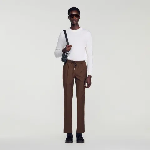 Elasticated wool trousers
