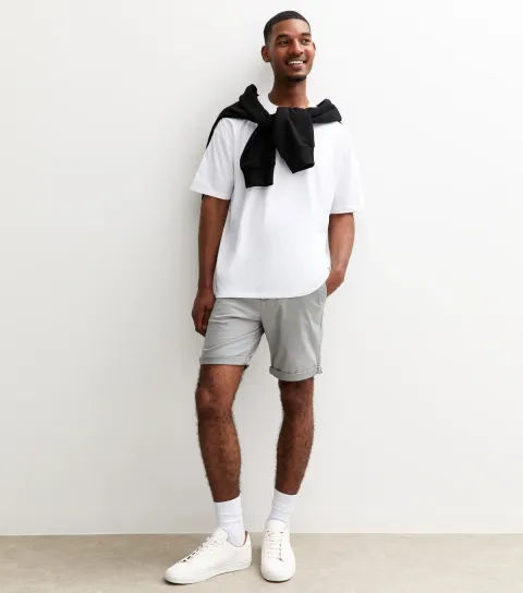 Jack & Jones Men's Grey Turned Up Cuff Shorts