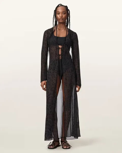 Zalia Monochromatic Animal Print Maxi Dress
