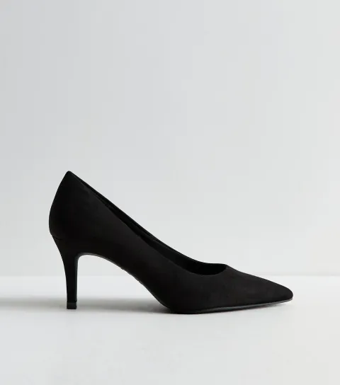 Women's Black Faux Suede Court Shoes Vegan