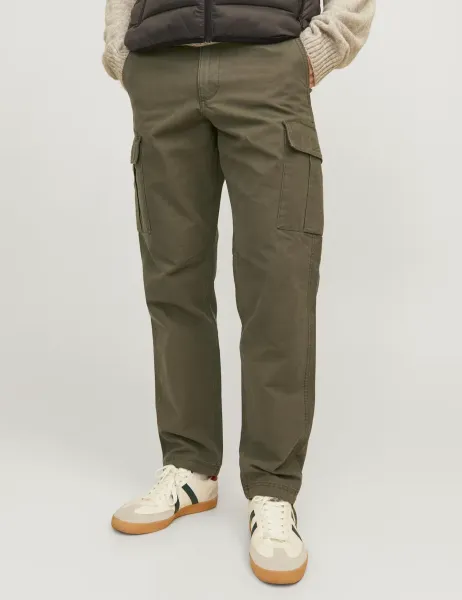 Jack & Jones Regular Fit Pure Cotton Cargo Trousers Khaki