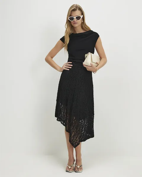 River Island Lace Skirt Hybrid Midi Dress