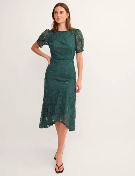Monsoon Scoop Neck Maxi Tea Dress Dark Green