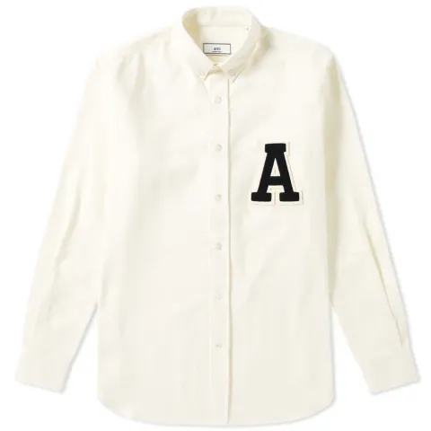 AMI Collegiate Logo Oxford Shirt
