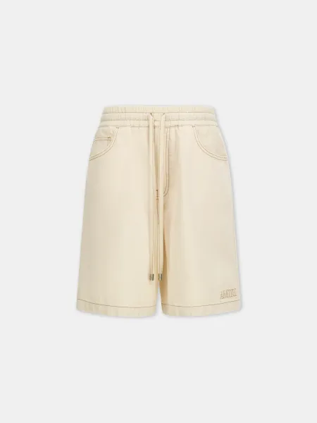 DRAWSTRING DENIM SHORT - Ecru