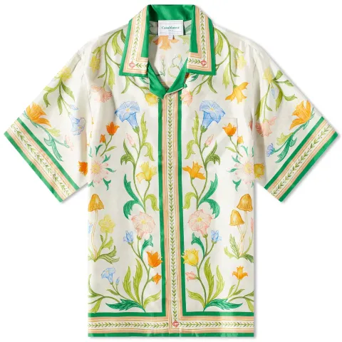 L'Arche Fleurie Short Sleeve Silk Shirt