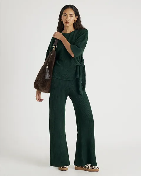 River Island Ribbed Wide Leg Trousers