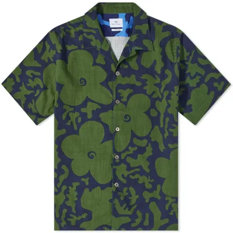 Macro Floral Print Vacation Shirt