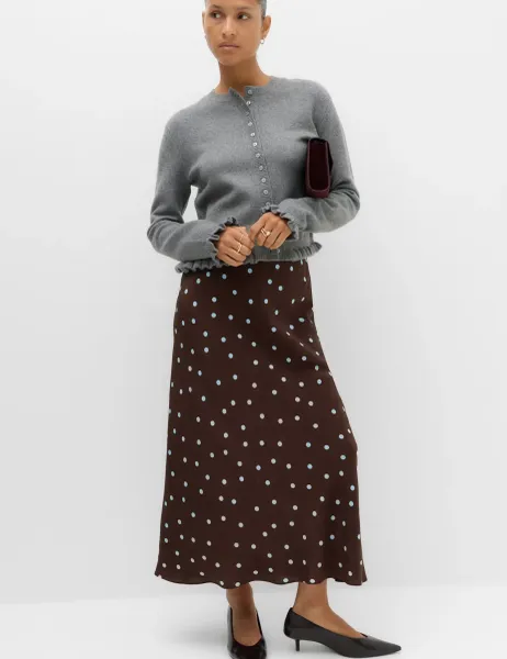 Marks & Spencer Polka Dot Maxi Slip Skirt Chocolate Mix