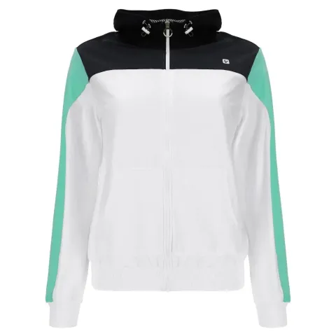 Freddy Zip Up Hoodie - White + Mint Sleeve