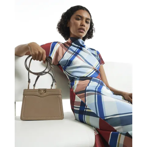 River Island Lock Handle Mini Tote Crossbody Bag