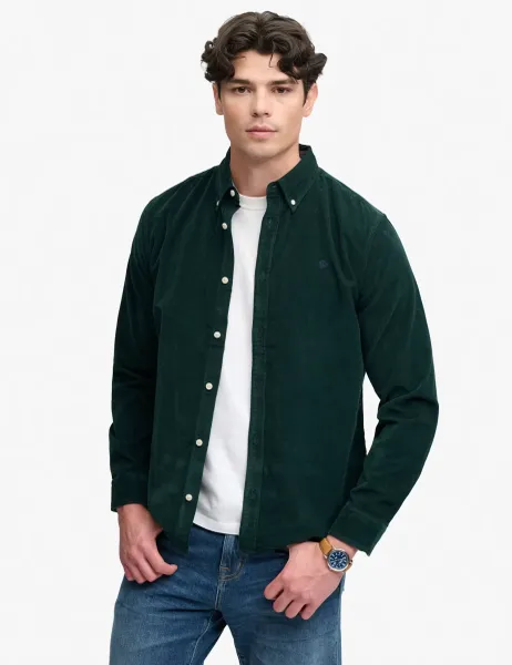 Superdry & Co Relaxed Fit Pure Cotton Corduroy Shirt Dark Green