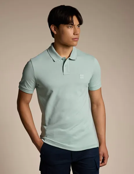 Boss Passenger Logo Label Slim Fit Polo Shirt Blue