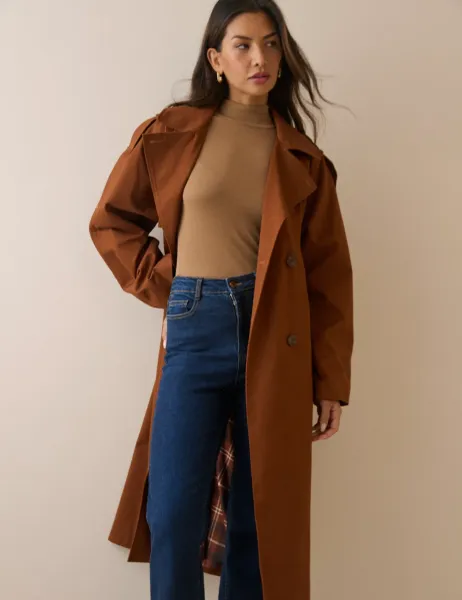 Nobody's Child Pure Cotton Trench Coat Brown