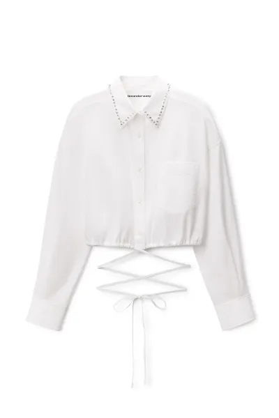 Crystal Stud Cropped Shirt