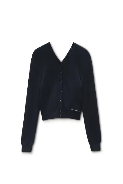 Cardigan in Wool with Continuous Placket