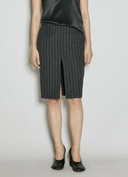 Striped Wool Pencil Skirt