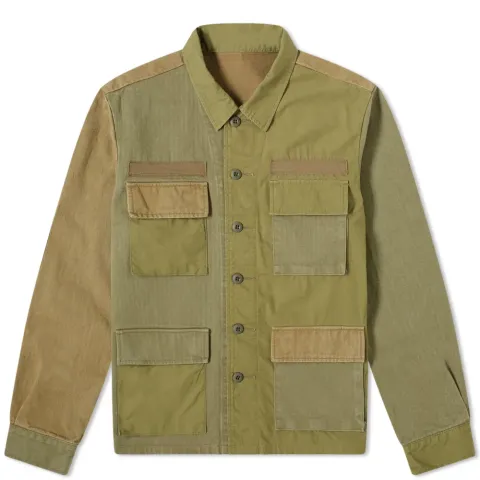 Fabric Mix Fatigue Shirt
