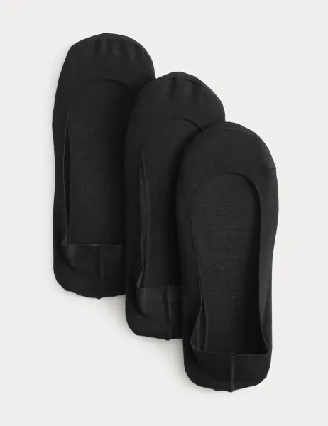 Marks & Spencer 3pk Cotton Rich Low Cut Footsies Black