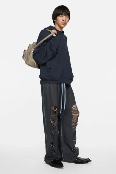 Distressed logo hoodie