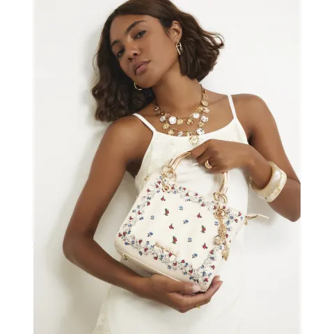 River Island Floral Embroidered Tote Bag